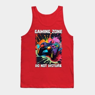 Gaming Zone Do Not Disturb controller funny sign pop art illustration for gamers Tank Top
